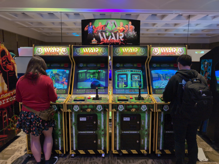 Four arcade cabinets all in a row
